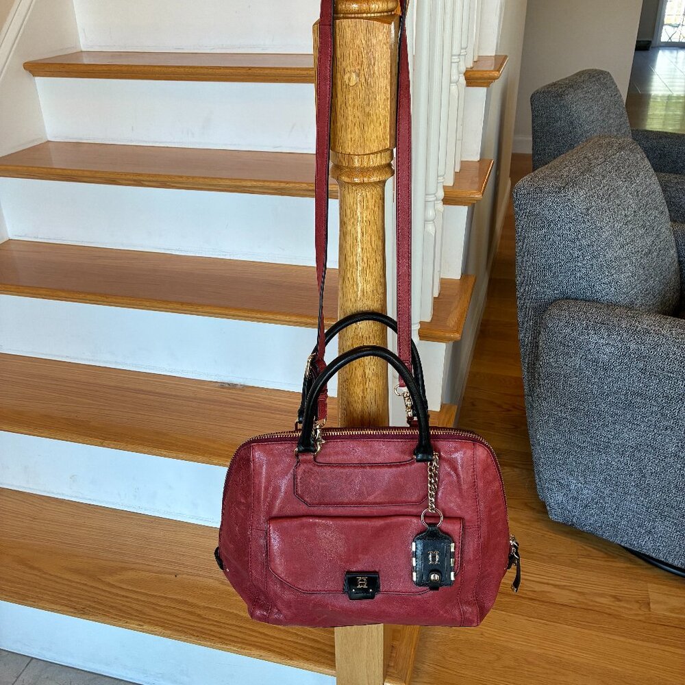 OH By Joy Gryson Bowler Crossbody Lambskin Satchel GOOD CONDITION!
